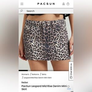 NEW PacSun Leopard Mid Rise Denim Mini Skirt🖤🧡